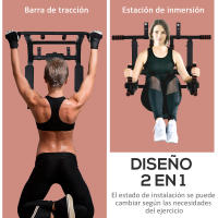 HOMCOM Barra de Dominadas de Pared con Almohadillas Barra de Pull Up de Acero Multifuncional para Fitness Entrenamiento en Casa Adultos Carga Máx. 120 kg 93x72x48 cm Negro - details 3