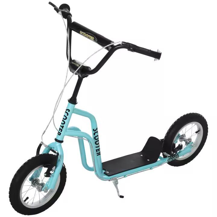 HOMCOM Patinete para Niños de +5 Años Patinete Infantil con Manillar Ajustable en Altura Doble Freno y Estructura de Acero Carga 100 kg para Adolescentes 120x58x75-80 cm - 1