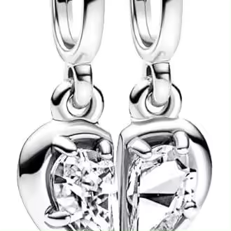 Charm colgante divisible de madre e hija de PANDORA - Compatible con PANDORA Me & Moments - Regalo para mujer - Plata de ley con circonitas cúbicas transparentes，Incluye Caja Original - 1