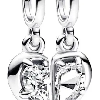 Charm colgante divisible de madre e hija de PANDORA - Compatible con PANDORA Me & Moments - Regalo para mujer - Plata de ley con circonitas cúbicas transparentes，Incluye Caja Original - 1