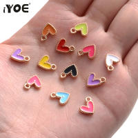 iYOE 30pcs Charms De Corazón Enamel Colorido 8.5x9mm Pendantes Para Joyería DIY Hebillas Pulseras Collares Manualidades - details 2