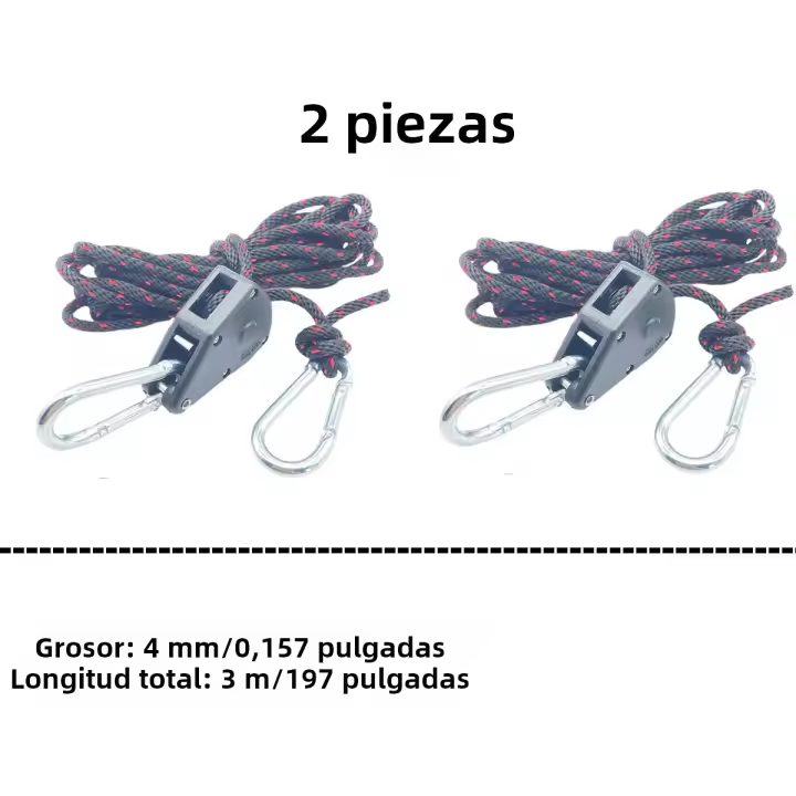 2pcs Cuerda De Tenda 3m 4mm Cierre Rápido Para Camping Resistentes a Vientos Gancho De Herradura Pulley Ratchet Anclaje De Tenda - 1