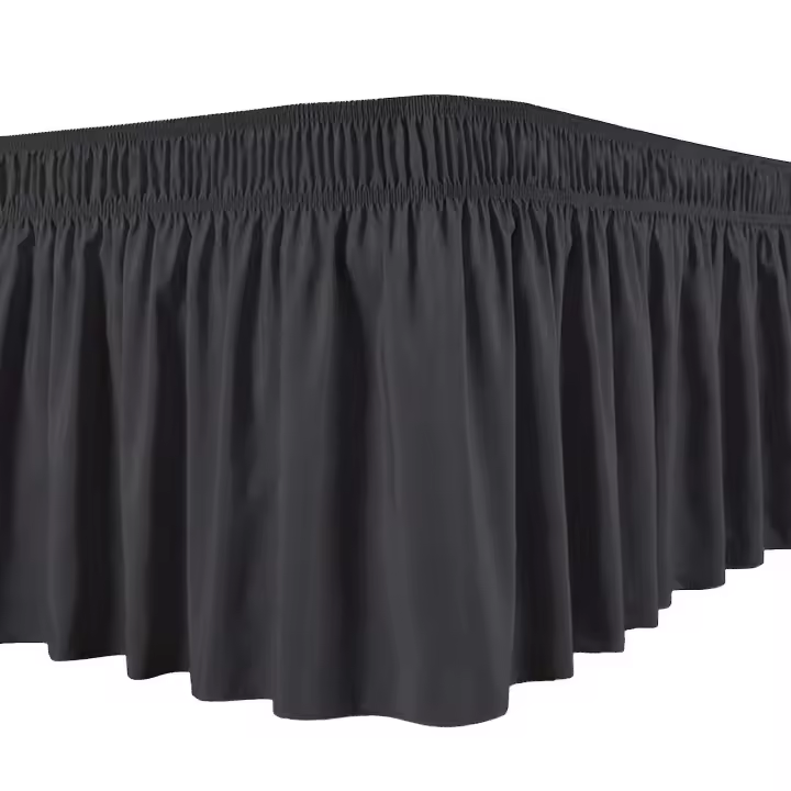 Falda de Cama Silky Lujoso Envoltura Alred de La Falda de Cama Ajuste suave Uniforme No desvanecimiento Volantes Elástico - 1