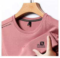 Camiseta De Hombre De Marca Alta Con Estampado De Letras Verano Nuevo Ice Silk Casual O-Neck Sin Costuras Transpirable Para Uso Diario - details 11