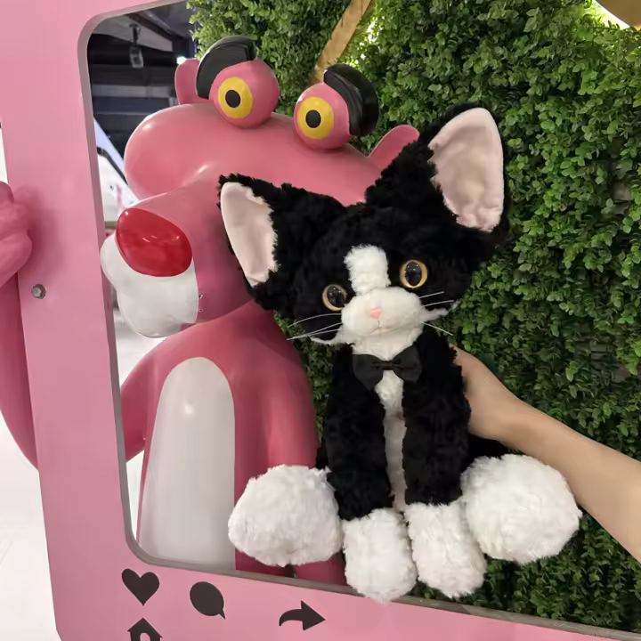 Muñeco De Peluche De Gato Negro Cute Cojín Para Niños Regalo Festivo Curly KUKI Devon Rex 40cm Relleno De Algodón PP Unisex - 1