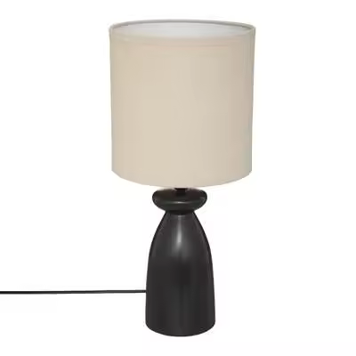 Lámpara de Mesa - Factory Cuadros - Lámpara Recta Margot Cerámica Negra - 44 Cm Alto - 1