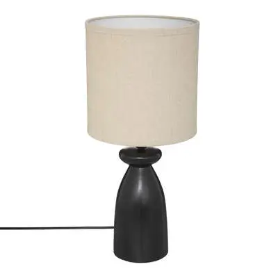 Lámpara de Mesa - Factory Cuadros - Lámpara Recta Margot Cerámica Negra - 44 Cm Alto - 1