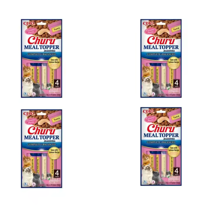 Churu Meal Topper para Gatos Pack 4 Unidades de 56g (224g). Snack Saludable para Gatos. Alimento Completo bajo en calorias - Inaba - 1