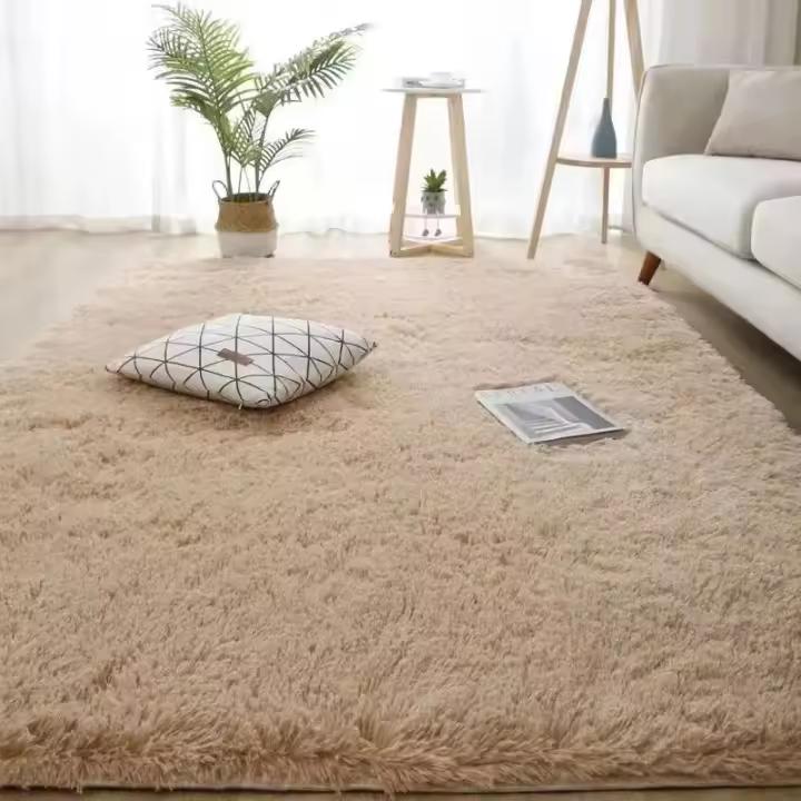 VIKAMA Alfombra De Pelo Suave Y Espeso De Seda Y Lana Para Dormitorio Antideslizante Lavable En Máquina Moderno Alfombra Suave De Pelo Largo - 1