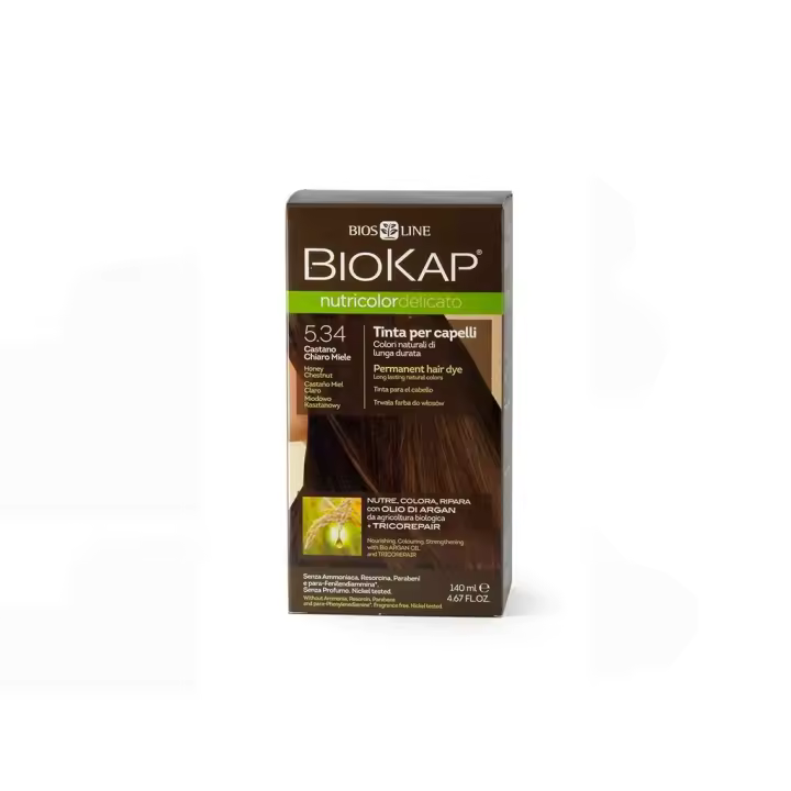 Tinte Nutricolor Delicato Castaño Claro Miel 5.34 140 ml (Castaño claro)  Biokap - 1