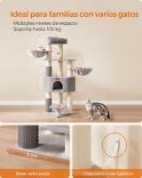 Árbol para gatos grande con almohadillas autocalentables, torre estable para gatos grandes, cueva, cuerda de sisal, disponible en gris y negro o blanco - details 2