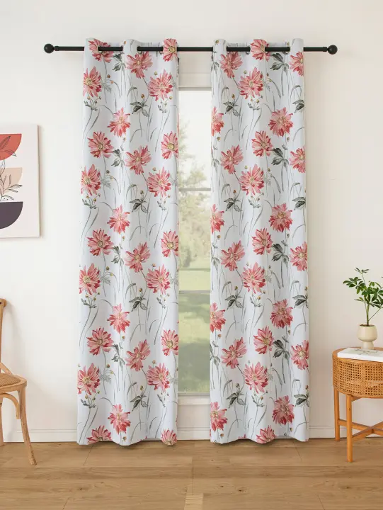 Cortinas De Protección Solar Y Aislamiento Térmico De Hoja Tejida Para Dormitorios Salones Balcones Material Poliéster 100% Estilo Pastoral - 1