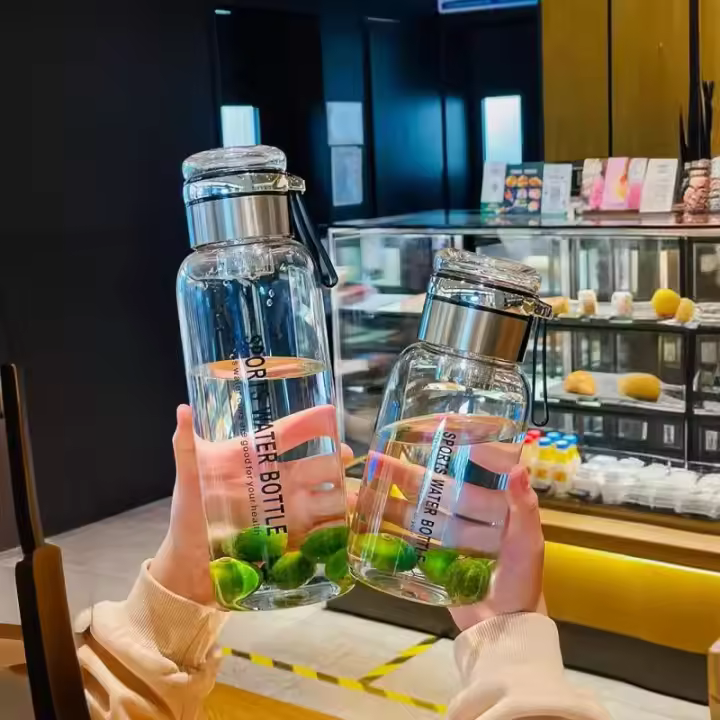 Botella De Agua De Vidrio Con Correa Y Bolsa Portátil Deportiva Resistente Al Desbordamiento Para Viajes Al Aire Libre Adultos - 1