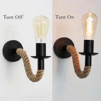 Lámpara De Pared Vintage Con Cordón De Henequén Luz De Pared Retro Nórdica Moderna Para Dormitorio Y Sala De Estar Decoración De Hogar - details 4