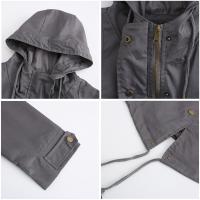 Abrigo De Trench De Algodón Para Mujer plus Talla Con Capucha Estilo Casual Cierre De Cremallera Manga Larga Color Sólido Para Otoño E Invierno - details 26