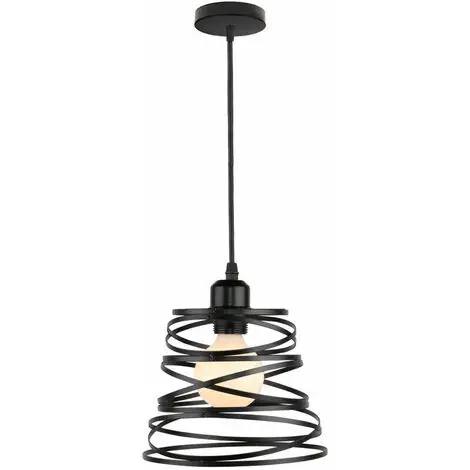 Lámpara de techo moderna creativa retro con diseño de espiral apilada, lámpara de metal E27 para dormitorio y sala de estar, 20 cm, color negro - 1