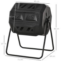 Outsunny Compostador de Tambor Giratorio con Capacidad 160 litros de Doble Cámara y Ventilación Marco de Acero para Residuos Orgánicos de Jardín 71x64x96cm - details 2