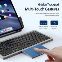 Teclado Bluetooth Rechargeable Con Touchpad Y Estuche De Cuero Compatible Con Multi-dispositivos Wireless Bluetooth 5.2 Para Tablet Y Laptop - details 4