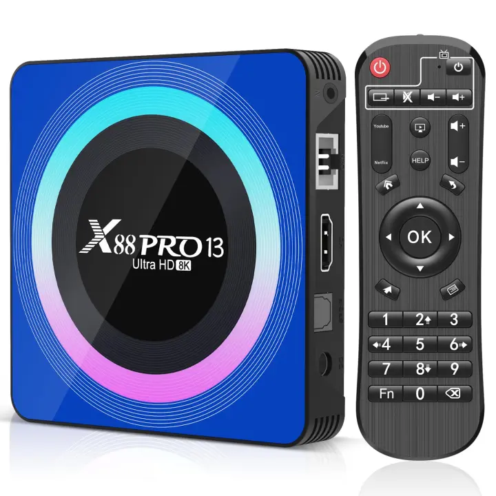Android 13.0 TV Box 4GB RAM, 64GB ROM, Quad-Core 64bit Cortex-A53, Soporte 2.4/5.0GHz WiFi6 BT5.0, HD 8K, Ethernet HDMI 2.0 - 1