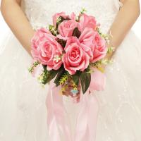 Bouquet De Novia Artificial De Rosa Silken En Blanco Y Champán Para Damas De Honor Y Fiesta De Boda Decoración De Hogar - details 1