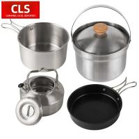 Nuevo Set De 4 Piezas De Olla De Acero Inoxidable Para Exteriores Conjunto De Cocina Familiar Portátil Para Picnic Y Camping Con Sopa Frito Al Vapor - details 0