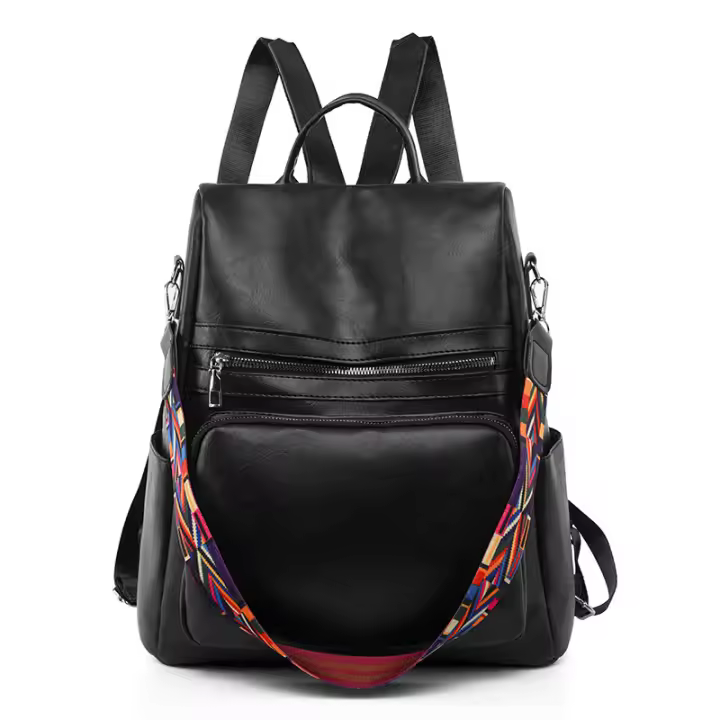 Mochila de cuero de la PU de gran capacidad antirobo - 1