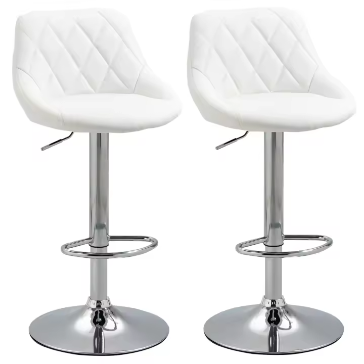 HOMCOM Conjunto de 2 Taburetes de Bar Giratorios con Altura Regulable Sillas Altas Modernas de Comedor con Base Redonda y Reposapiés 46x48x83-104 cm - 1