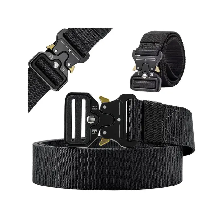 Cinturón Táctico Militar Doble Función, Liberación Rápida, Alto rendimiento, Unisex para hombre o mujer,  de 125 cm, Correa de hebilla de cierre rápido con hebilla, ideal para mosquetón, llavero o colgador de botella de agua, hebilla multifunción - 1