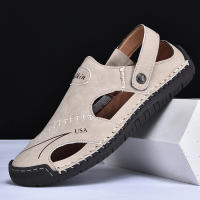 Sandalias De Verano Hechas a Mano Para Hombre Zapatos De Cuero Transpirables Antideslizantes Para Playa Y Exteriores Moda Casual Talla Verdadera - details 10
