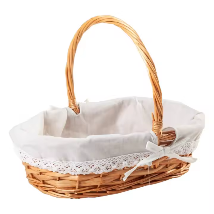 WANDERLUST DECO Cesta de mimbre natural marrón forrada 38x25x28h cm - 1