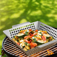 Cesta De Asado LMETJMA Para Vegetales Acero Inoxidable Gran Cesta De BBQ Para Barbacoa En Carbón Y Gas JT58 Resistente Al Calor Y Fácil De Limpiar - details 3