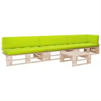 VIDAXL muebles para el jardín de 4 piezas fabricado de palets de pino con cojines color verde brillante - 1