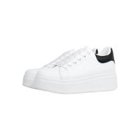 Zapatillas Blancas casual con Plataforma de 5cm - Deportivas Sneakers - Cordones Planos Anchos - Estilo Simple Casual - 7931- - details 0