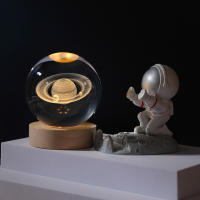 Lámpara De Cristal 3D Con Proyecciones De Galaxia Y Planetas Luz Nocturna USB Para Atmosfera Acogedora Ball De Plasma - details 5