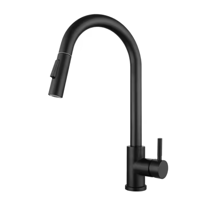 BIT Grifo de cocina negro Flexible extraíble, boquilla de 2 modos, mezcla de frío y caliente, grifo de acero inoxidable - 1