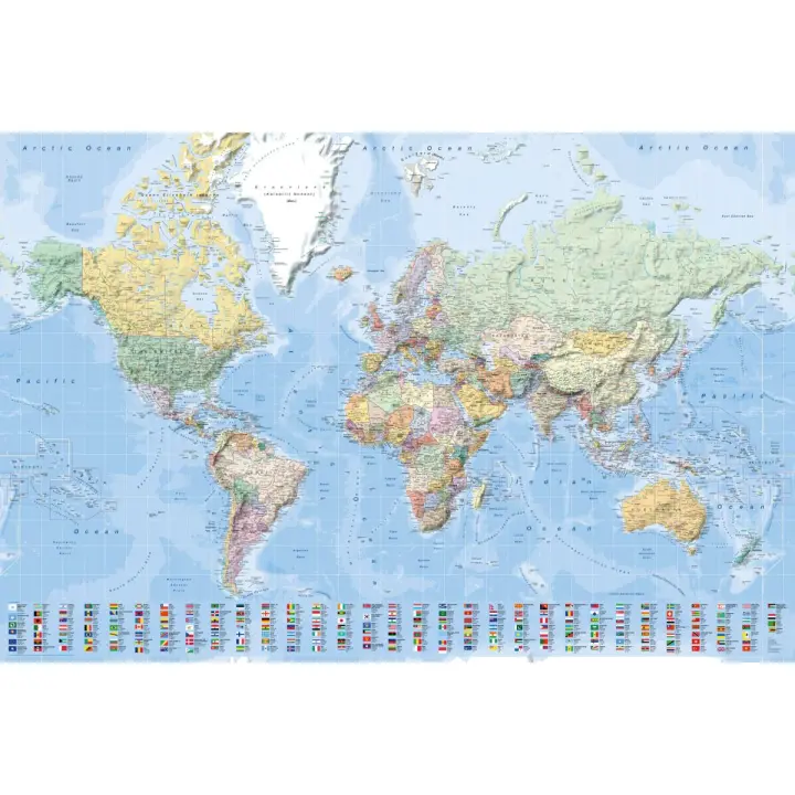 Poster mapamundi con Banderas, 91,5 x 61 cm - 1