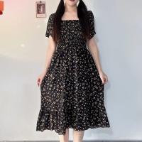 Vestido Midi A-Line De Mujer Casual Primavera Verano Cintura Elástica Manga Corta Chiffón Floral Impreso Vestidos De Poliéster - details 0