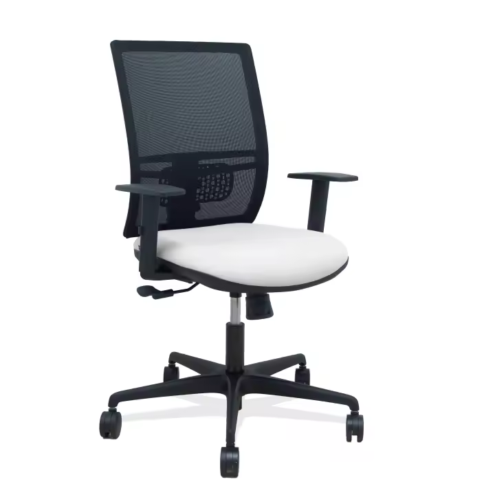 Silla Yunquera sincro malla negra bali blanco brazo regulable - 1
