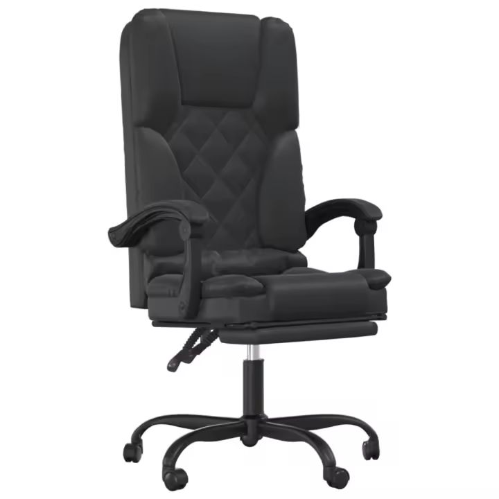 Silla de oficina reclinable masaje cuero sintético Negro - 1