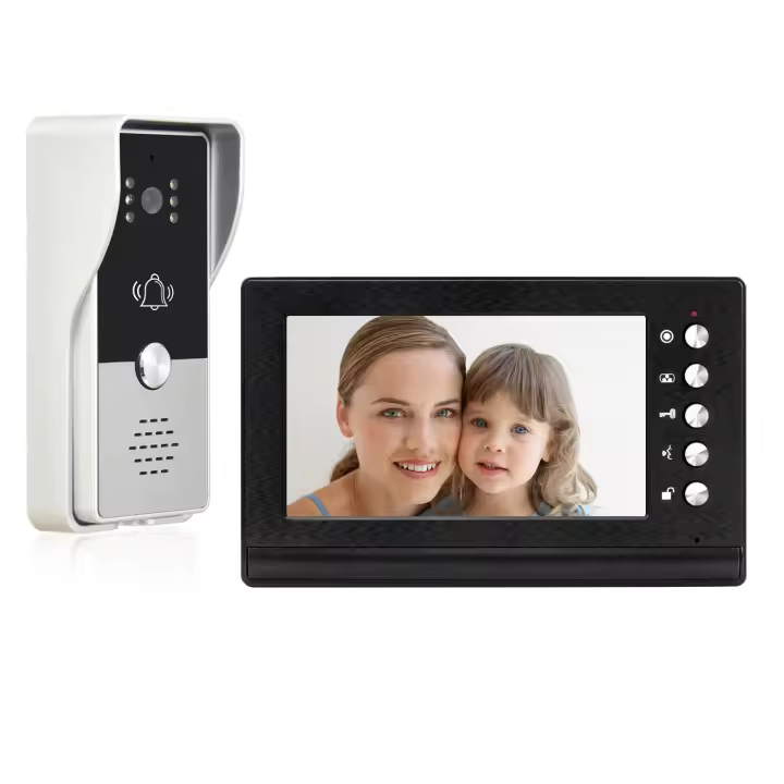 Sistema De Intercomunicación Vidrio Con Cámara IR Pantalla LCD De 7 Pulgadas Para Puerta De Entrada Kit Para Casa Villa Apartamento - 1
