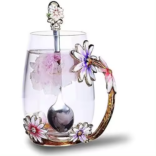 Tazas de café de Vidrio with FORMA DE Mariposa hechas Mano, Taza de té con Taza, Regalos de cumpleaños y Navidad para ella, Mujeres, mamás, Amigos, Maestras, San Valentín, Madres - 1