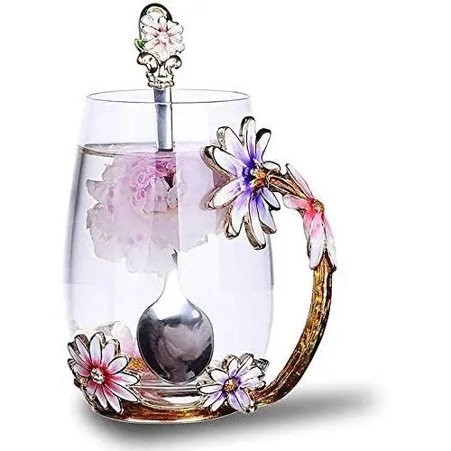 Tazas de café de Vidrio with FORMA DE Mariposa hechas Mano, Taza de té con Taza, Regalos de cumpleaños y Navidad para ella, Mujeres, mamás, Amigos, Maestras, San Valentín, Madres - 1