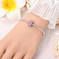 925 Plata Esterlina Romántica Rosa 26 Letras DIY Encantos Bolas Adecuadas Para Pulseras Pandora Joyería Fina Regalo De Cumpleaños - details 23