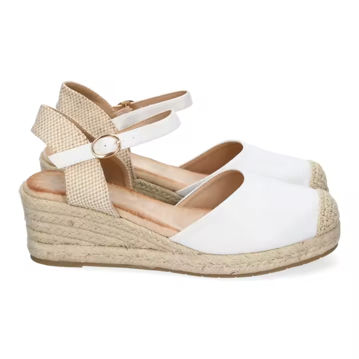 PuntoSalao Alpargatas de cuña baja para mujer color blanco 1CF-1580 - 1