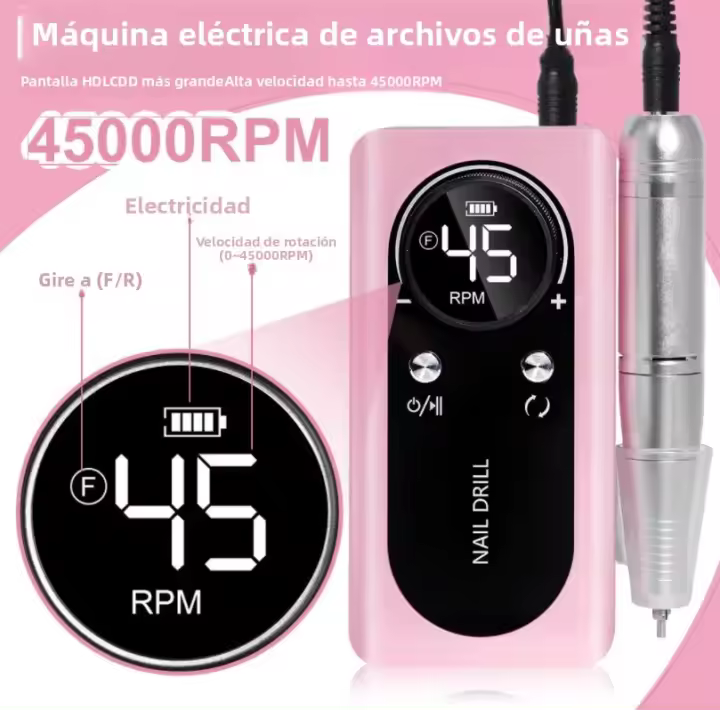 Nueva Máquina De Uñas Eléctrica Profesional 45000RPM Recargable Accesorios Para Uñas Secador De Uñas Gel De Pólen Bajo Ruido - 1