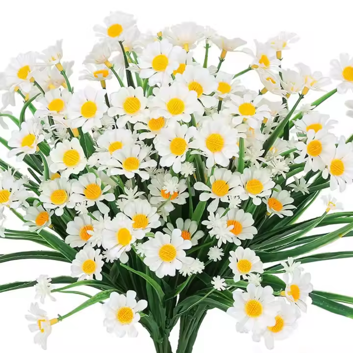 Bouquet De Flores Artificiales De Margarita Blanca Para Decoración De Hogar Y Jardín Estilo Seda Para Bodas Y Fiestas - 1