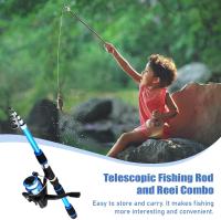 Juego de equipo de caña de Pescar para niños, caña de Pescar telescópica portátil de 5,9 pies y Carrete Combinado y Cuerda con Sedal, juego completo de accesorios de Pesca con Bolsa de Transporte para niños - details 1