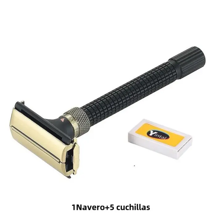 Afeitadora De Seguridad Doble Hoja Ajustable YINTAL Con Manija Larga Color Bronce Para Hombres Uso Facial Y Corporal - 1