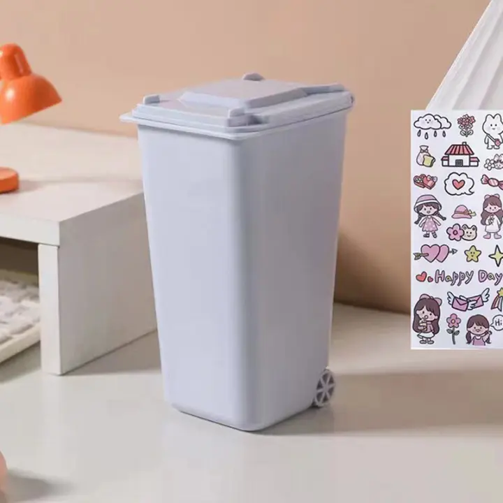Mini Papelera De Plástico Para Escritorio Creativa Y Lúdica Con Cubierta Para Sala De Estar Y Mesas De Café Pequeño Bote De Basura - 1