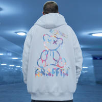 Sudadera De Fleece Para Hombre Con Estampado De Oso Graffiti Estilo Retro Casual De Otoño Sudadera De Cuello Alto Hip Hop Y2k - details 3
